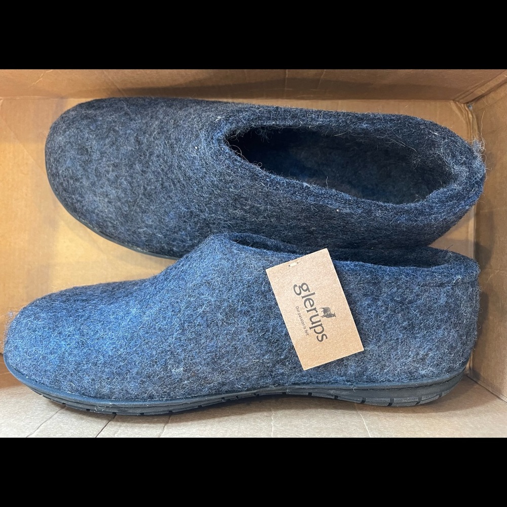 Glerups Wool Shoe Rubber Outsole Denim/Black Rubber EU 36 (US Women's 6) —NEW